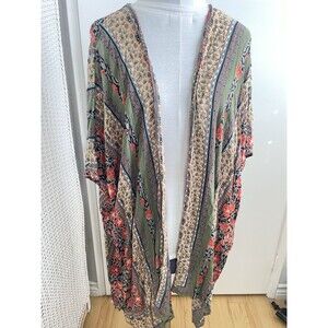 Angie Kimono Floral Rose Multi Pattern Lightweight Topper Boho Hippie Gypsy Sz S